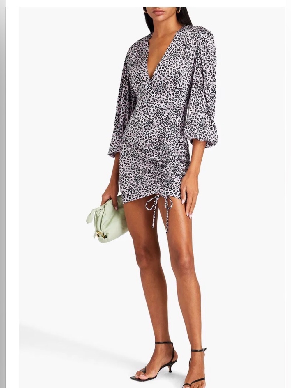 Maje Pink and Black Leopard-Print Wrap Mini Dress
